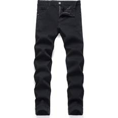 Shein Men Pants & Shorts Shein Manfinity Men Cotton Solid Skinny Jeans Slim Fit Long Washed Dark Wash Jean Cargo Plain Black Party Casual Friends