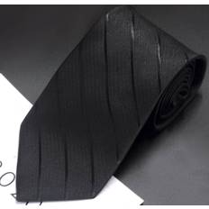 Black - Men Ties Shein Men Solid Striped Tie Formal Business Wedding Necktie - Enhancing