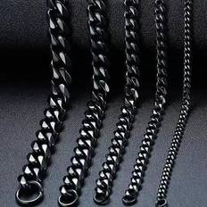Smycken Shein 1pc Fashionable Black Stainless Steel Hip-hop Style Bracelet