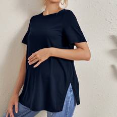 Graviditet & Amning Shein Maternity Split Side Solid Tee