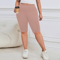 Flare Shorts Shein Plus Solid Biker Shorts Short Leggingshort - Seamluxe
