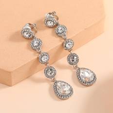 Shein Rhinestone Decor Clip On Earrings