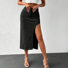 Shein Röcke Shein Letter Patched Asymmetrical Denim Skirt