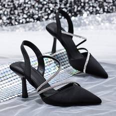 Sko Shein Elegant High Heel Criss-Cross Strap Leather Sandals