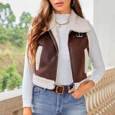 Shein Vests Shein Borg Collar Teddy Lined Vest Jacket