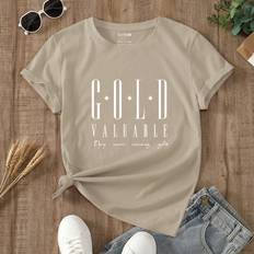Guld T-shirts Shein Slogan Graphic Tee