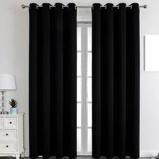 Solid Single Panel Blackout Curtain, Plain Simple Black Polyester Curtain For Household