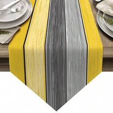Linen Tablecloths Shein Wooden Pattern Retro Table Runner Tablecloth Yellow