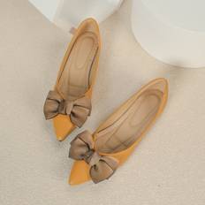 Yellow Ballerinas Shein Bow Decor Point Toe Ballet Flats Valentines