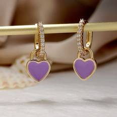 Smycken Shein Heart Charm Cubic Zirconia Earrings