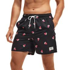 Shein Bademode Shein Men Watermelon Print Drawstring Waist Swim Trunks