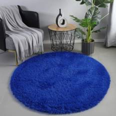 Carpets & Rugs Shein 1.4 Inch Long Pile Round Carpet Rug Blue