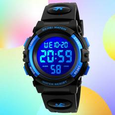 Shein 1pc Kids Black TPU Sporty Date Calendar Water Resistant Round Digital Watch, For Daily Life