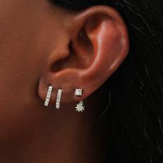 Transparent Earrings Shein 3pairs Rhinestone Decor Earrings