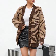 Cardigans Shein Graphic Pattern Drop Shoulder Cardigan