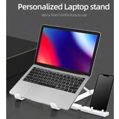 Adjustable phone stand Shein 1pc White Foldable Portable Laptop, Tablet & Phone Stand With Adjustable Height & Cooling Function