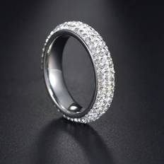 Smycken Shein 1pc Glamorous Stainless Steel Rhinestone Decor Ring For Women For Daily Decoration