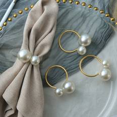 Shein 4pcs/set Pearl Napkin Servettring 4st