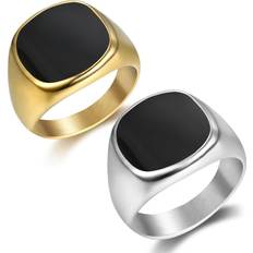 Smycken Shein Signet Rings For Men Stainless Steel Biker Rings For Men And Women, Deal Gift For Dad & Boyfriend, Silver Gold Color For Choice