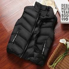 Shein Vests Shein Manfinity Men Letter Patched Zip Up Puffer Plain Going Out Basic Quilted Jacket