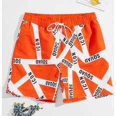 Swimming Trunks Shein Manfinity Men Letter Graphic Drawstring Waist Swim Trunks