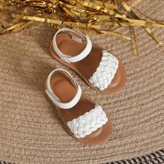 White Sandals Shein Girls Braided Design Vacation Ankle Strap Sandals For Summer