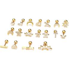 Shein Earrings Shein 1pc titanium steel stainless steel rod micro-inlaid Zirconia ear bone screw screw ball earring piercing