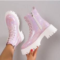 Shoes Shein European Minimalist Chic Chunky Heeled Short Boots - Pink