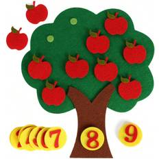 Shein 1set Felt & Non-woven Diy Montessori Math Apple Tree Educational Toy Material For Kindergarten, Numbers 1-10