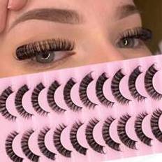 Makeup Shein False Eyelashes,10 Pairs Russian Strip Lashes Dd Curl Fake Eyelashes Fluffy Wispy Faux Mink Lashes Pack Eye Lashes