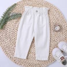 Shein Baby Cat Scratch Dual Pocket Paperbag Waist Tapered Jeans