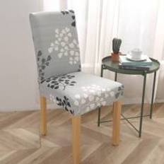 Grey Loose Chair Covers Shein Leaf Print Stretchy Stolsöverdrag Grå
