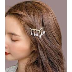 Shein Elegant Ornate Barrette With Rhinestone & Pearl Minimalist Hair Clip