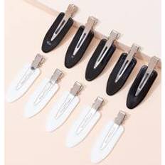 Black hair clip Shein 10pcs Black And White Solid Alligator Hair Clip No Crease Hair Clip