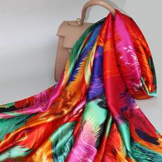 Silk Scarfs Shein Color Block Scarf Casual Fashionable Bandana - Rose Red