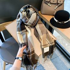 Cotton Scarfs Shein 1pc New Arrival Winter Scarf, Women's Korean Style Thick Checker Patterned Scarf, Couple Simple Scarf Winter, Students' Scarf, Imitation Cashmere, Warm And Soft,For Keep warm outdoors in winter