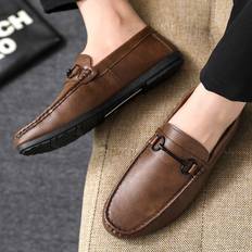 Shein Men Casual Loafers Artificial Leather Loafers Brown
