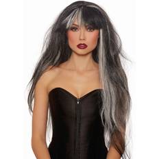 White Long Wigs Dreamgirl Long Haunted Wig Black/Gray