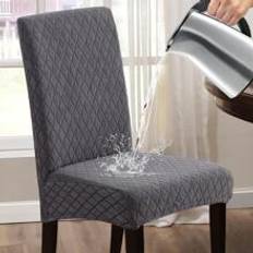 Stolsöverdrag Shein 1pc Geometric Jacquard Slipcover Stolsöverdrag Grå