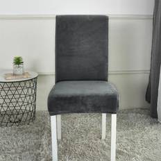 Grey Loose Chair Covers Shein Home Textile Silver Fox Velvet Elastic Dustproof Loose Chair Cover Gray, Silver