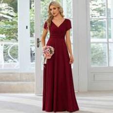 Golf Klänningar Shein Surplice Neck Ruched Waist Maxi Bridesmaid Dress