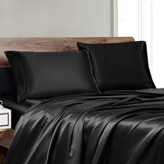 Boligtekstiler Shein Satin Solid Color Pillowcase With Envelope Pillow Case Black