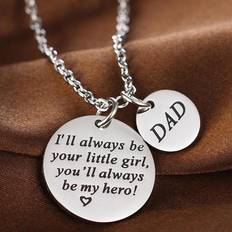 Shein 1pc Fashionable Stainless Steel Silver Color Charm Necklace For Men For Father's Day Gift