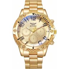 Shein 1pc Men Gold Casual Round Watch, For Daily Life