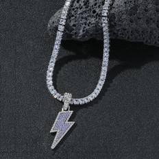 Shein 1pc Fashionable Copper Silver Color Lightning Pendant Necklace For Men For Daily Decoration