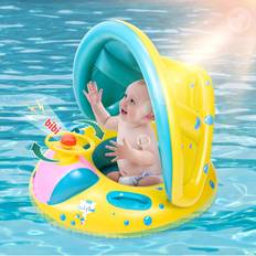 Shein Baby Swimming Ring, Children's Inflatable Swimming Ring, Baby Swimming Aid with Removable Sun Canopy, Baby Float Inflatable Swimming Aid Ring for Girl