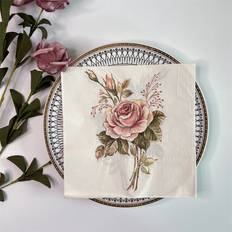 Florals Paper Napkins Shein 20pcs Paper Disposable Napkin, Floral Pattern Paper Napkin For Party