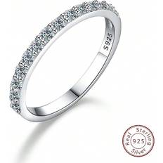 Shein 1Pc Moissanite Rhinestone Engagement Ring Wedding Band For Women s925 Silver Promise Ring Eternity Ring Anniversary Ring Luxury Fine Jewelry