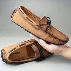 Shein Men Bow Decor Stitched Detail Driving Loafers, Artificial Leather Fashion Loafers