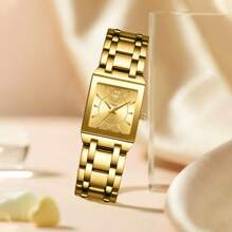 Shein 1pc Men Gold Fashionable Square Watch, For Daily Life